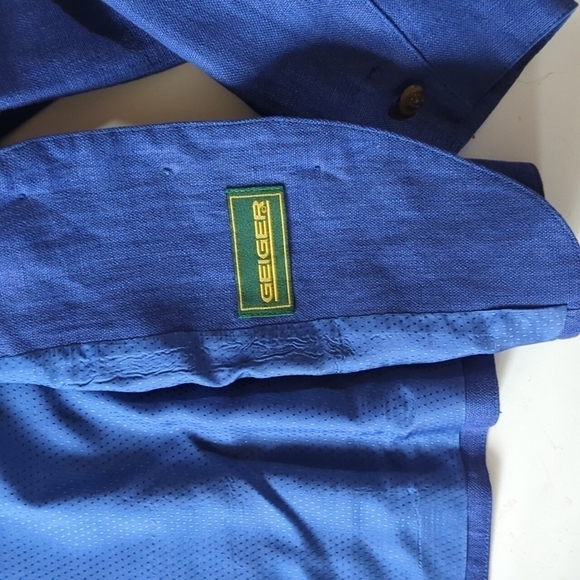 Vtg. 80s Geiger chic blue linen blazer jacket classic Tyrolean style blazer sz S - Picture 8 of 13